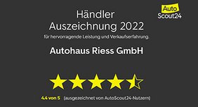 Autoscout24 Auszeichnung für das Autohaus Riess als bester Händler 2022