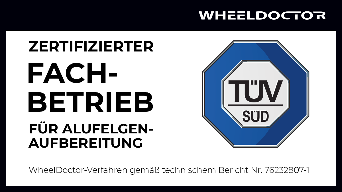 TÜV-Siegel für Felgenaufbereitung nach dem WheelDoctor-Verfahren bei Autohaus Riess